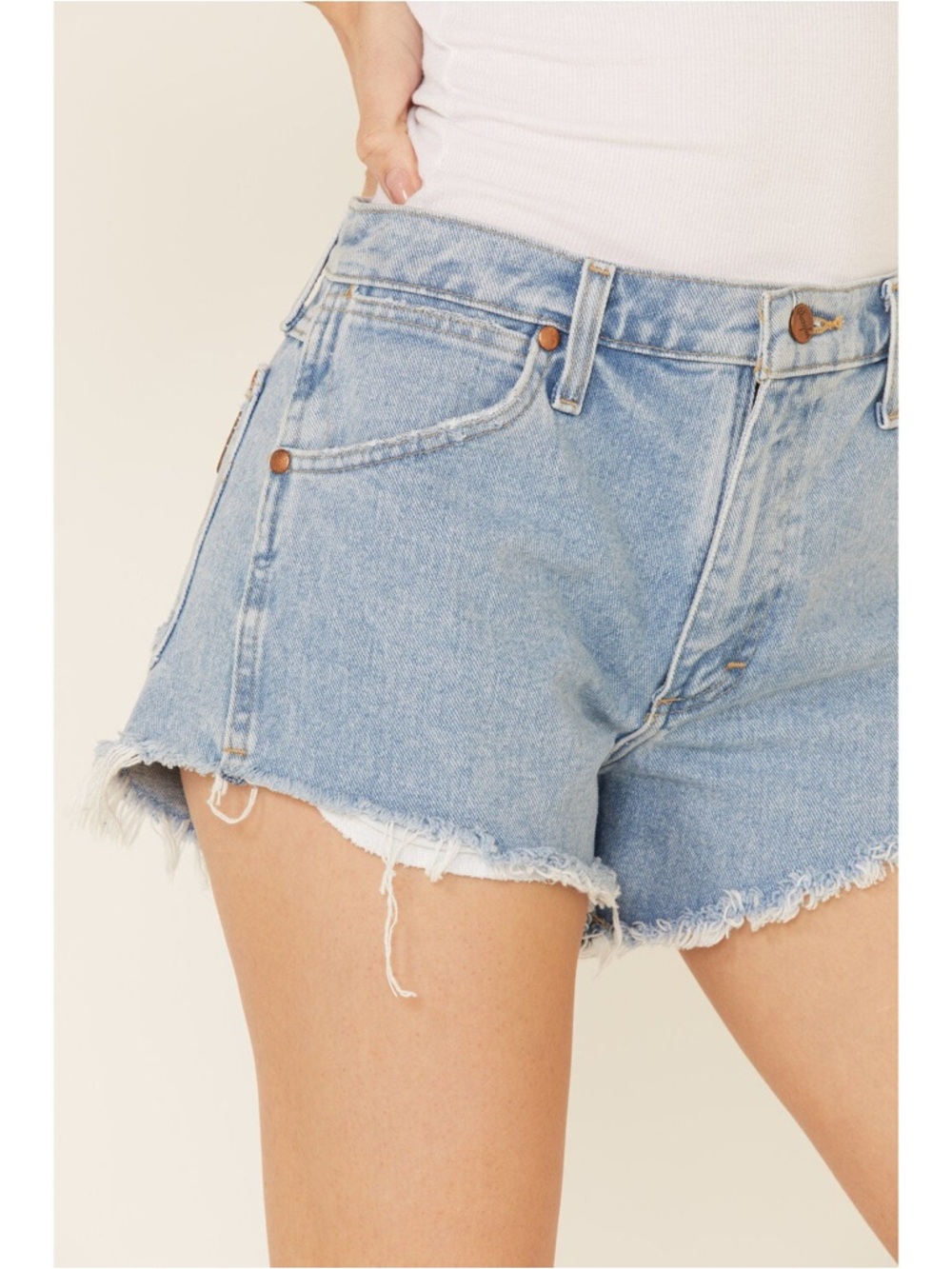 Wrangler | Mid-Plus Size High Rise VTG Frayed Hem Denim Cut Off Shorts